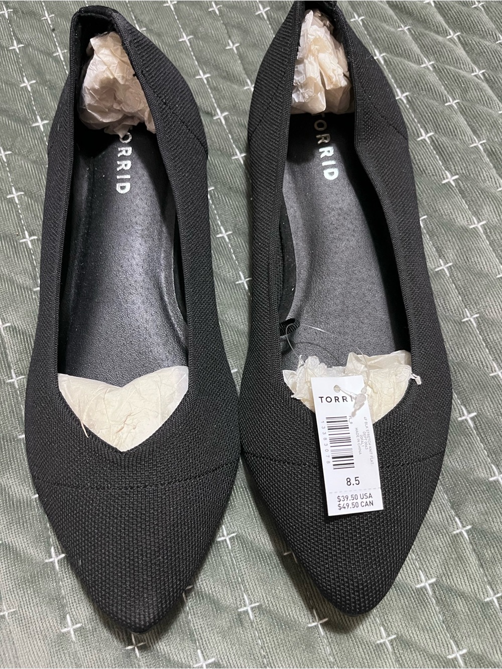 torrid Black Pointed Toe Knit Ballet Flats